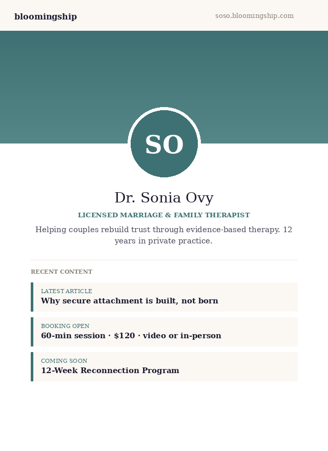 Dr. Sonia Ovy's BloomingShip subdomain